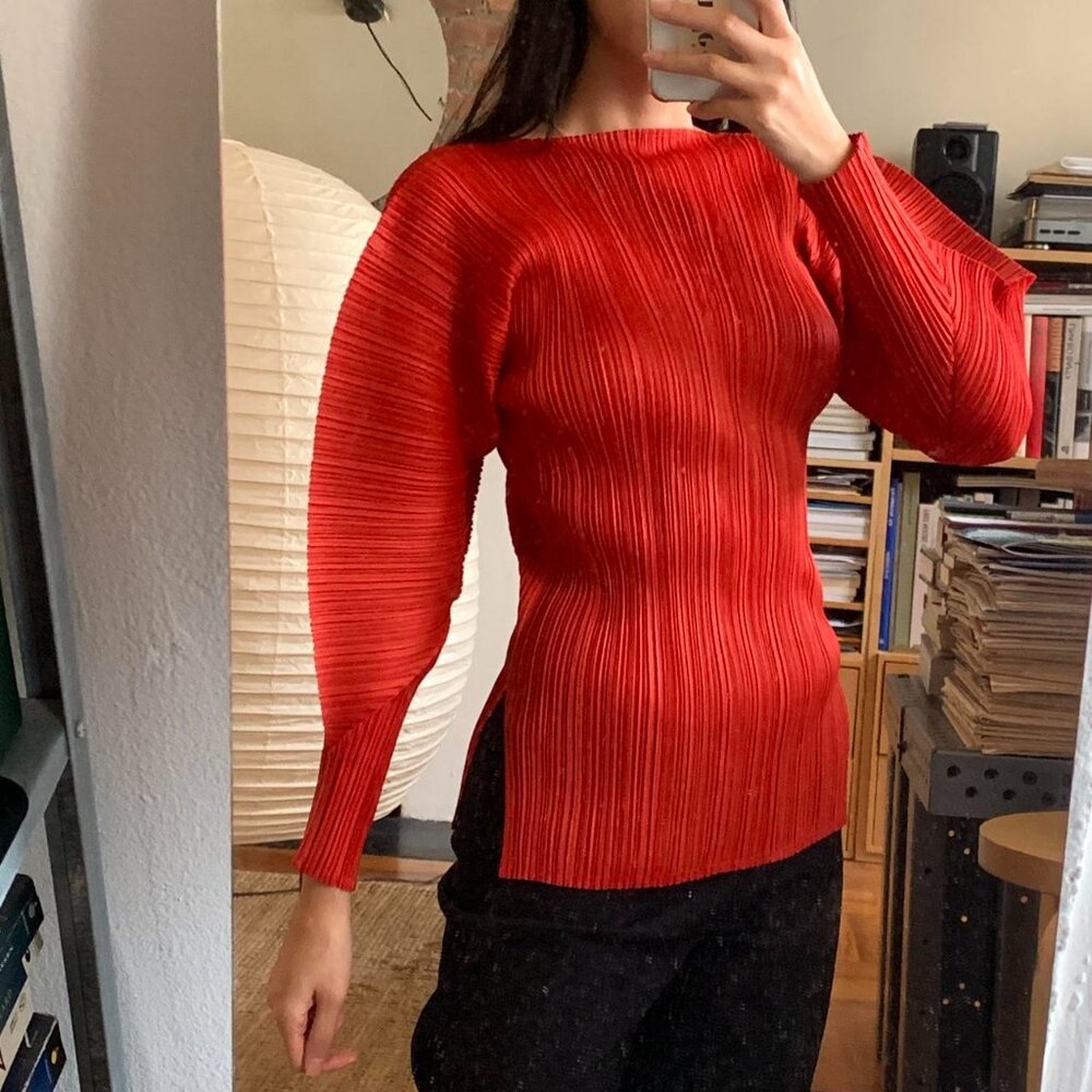 Issey Miyake Pleats Please Rounded Top Red JP3 - Picture 3 of 7